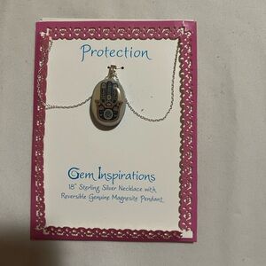 Sterling Silver Hamsa and Genuine Magnesite Reversible Necklace